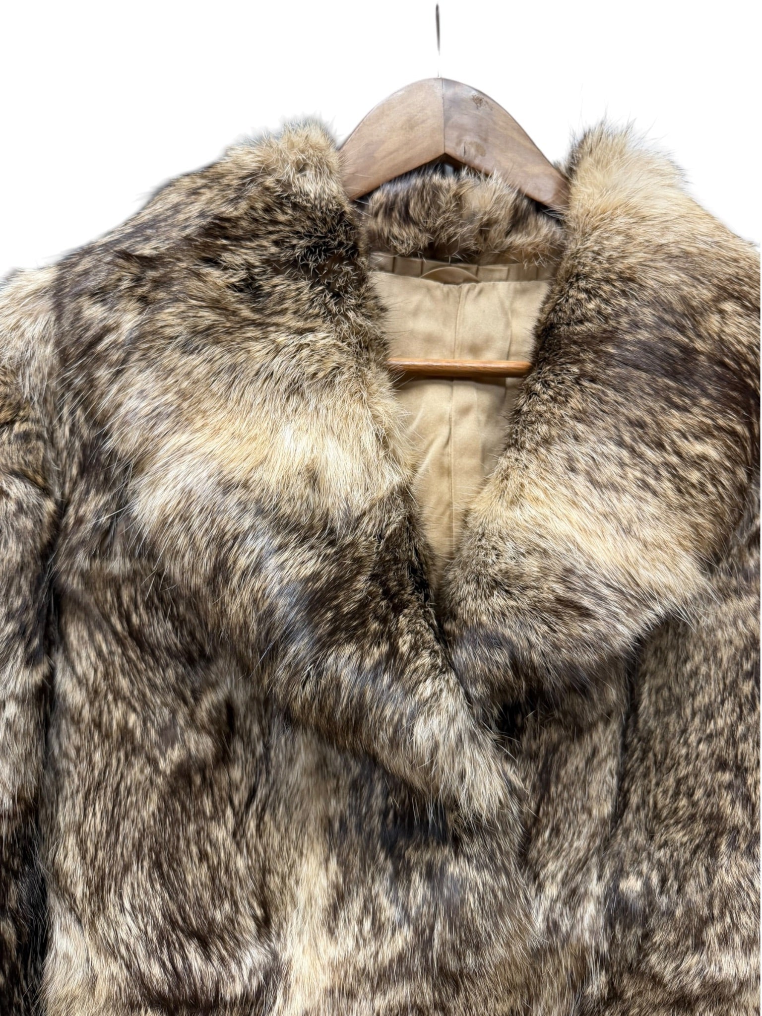 Vintage Dark Brown/Beige Collared Fur Coat