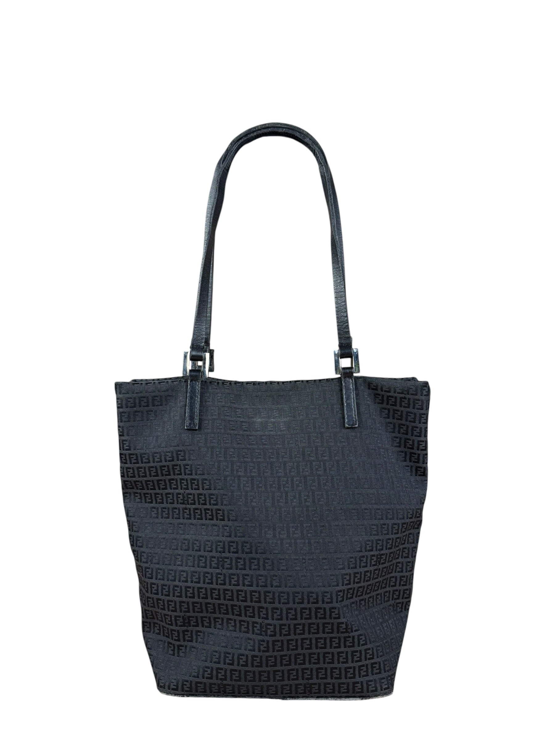 Fendi FF Black Canvas Logo Tote