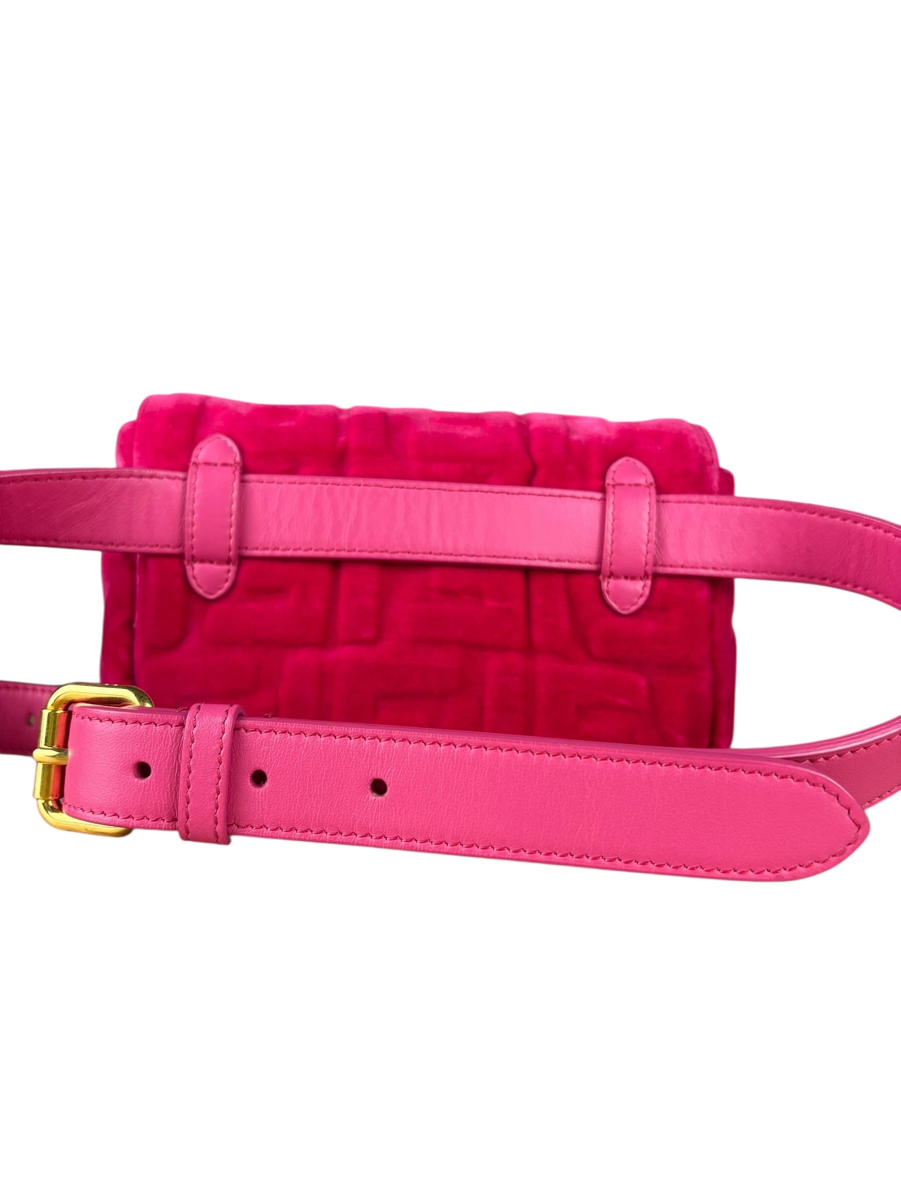 Fendi Pink Zucca Velvet Baguette Belt Bag