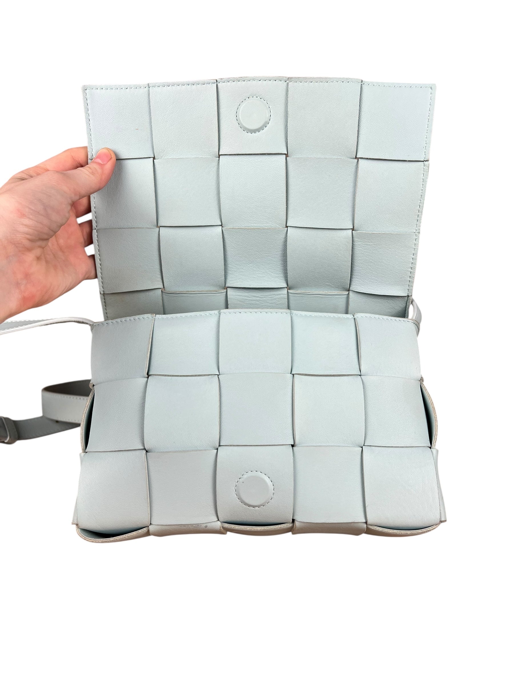 Bottega Veneta Intercciato Cassette Glacier Crossbody