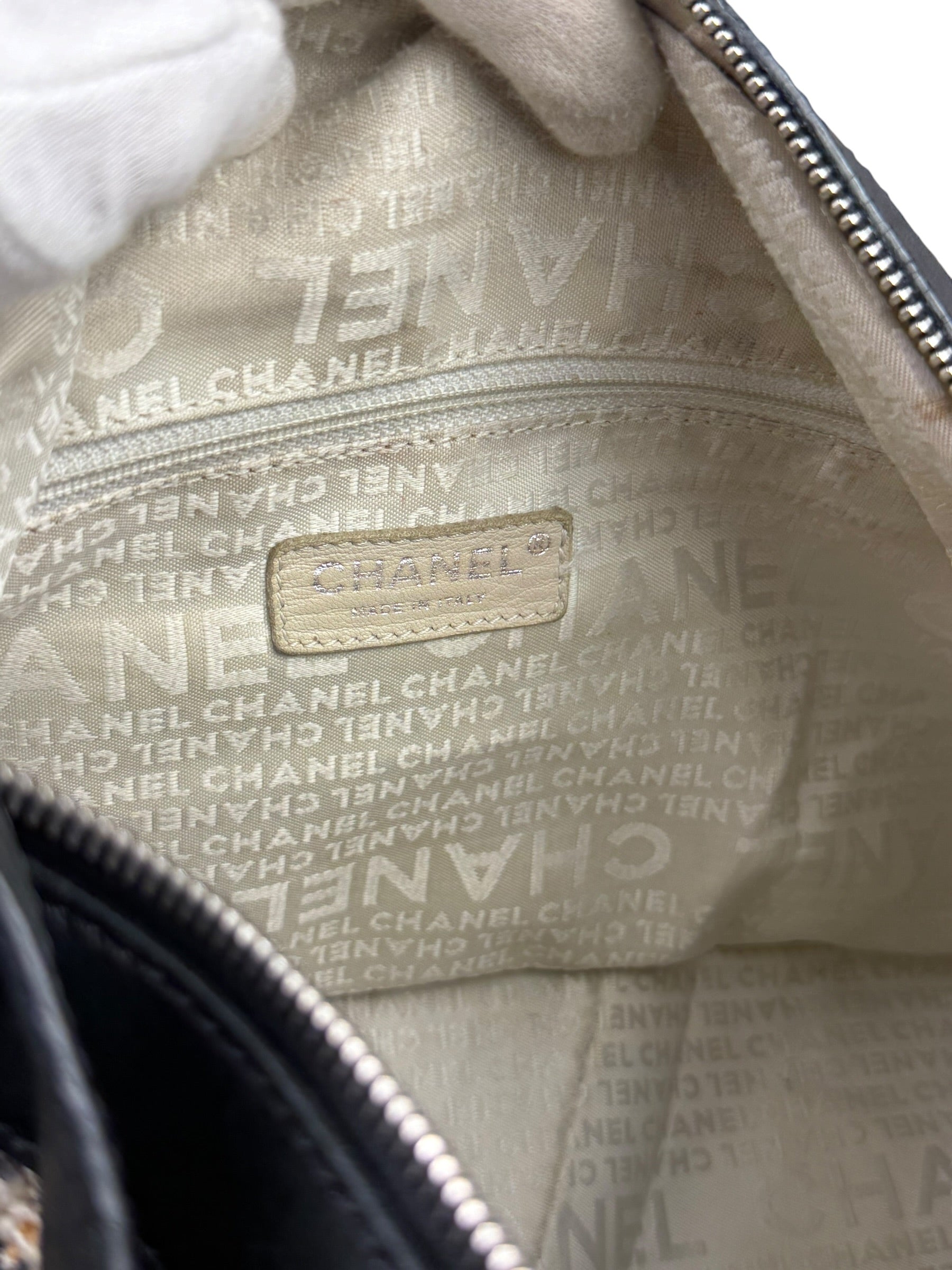 Chanel Black/Beige Tweed Clover Hobo Shoulder Bag '05-'06