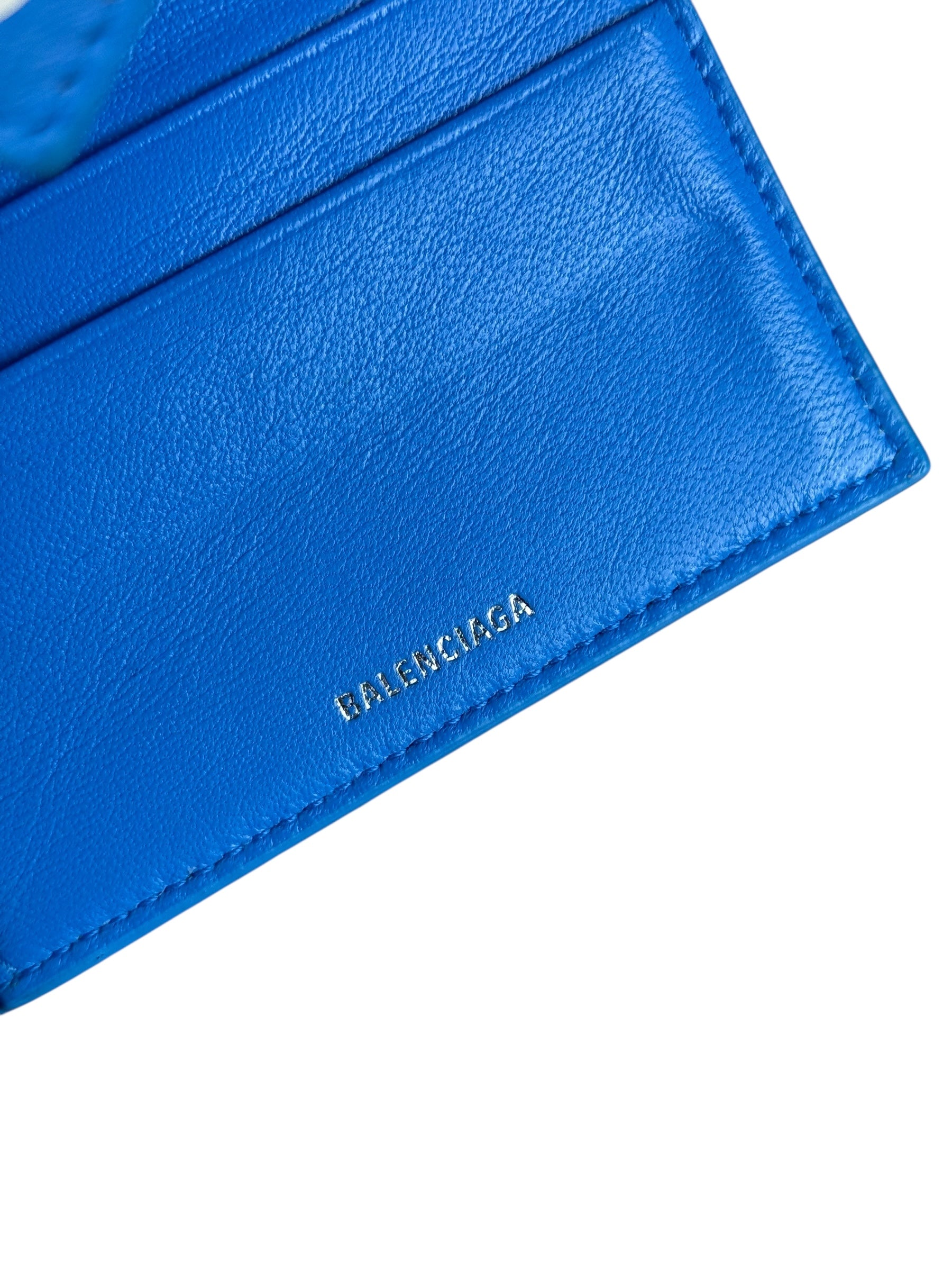 Balenciaga Blue Polka Dot Tri-Fold Wallet