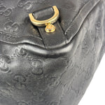 Gucci Black Leather GG Supreme D-Ring Abbey Tote