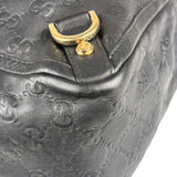 Gucci Black Leather GG Supreme D-Ring Abbey Tote