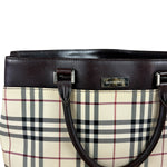 Burberry Leather Trim Nova Check Tote Bag