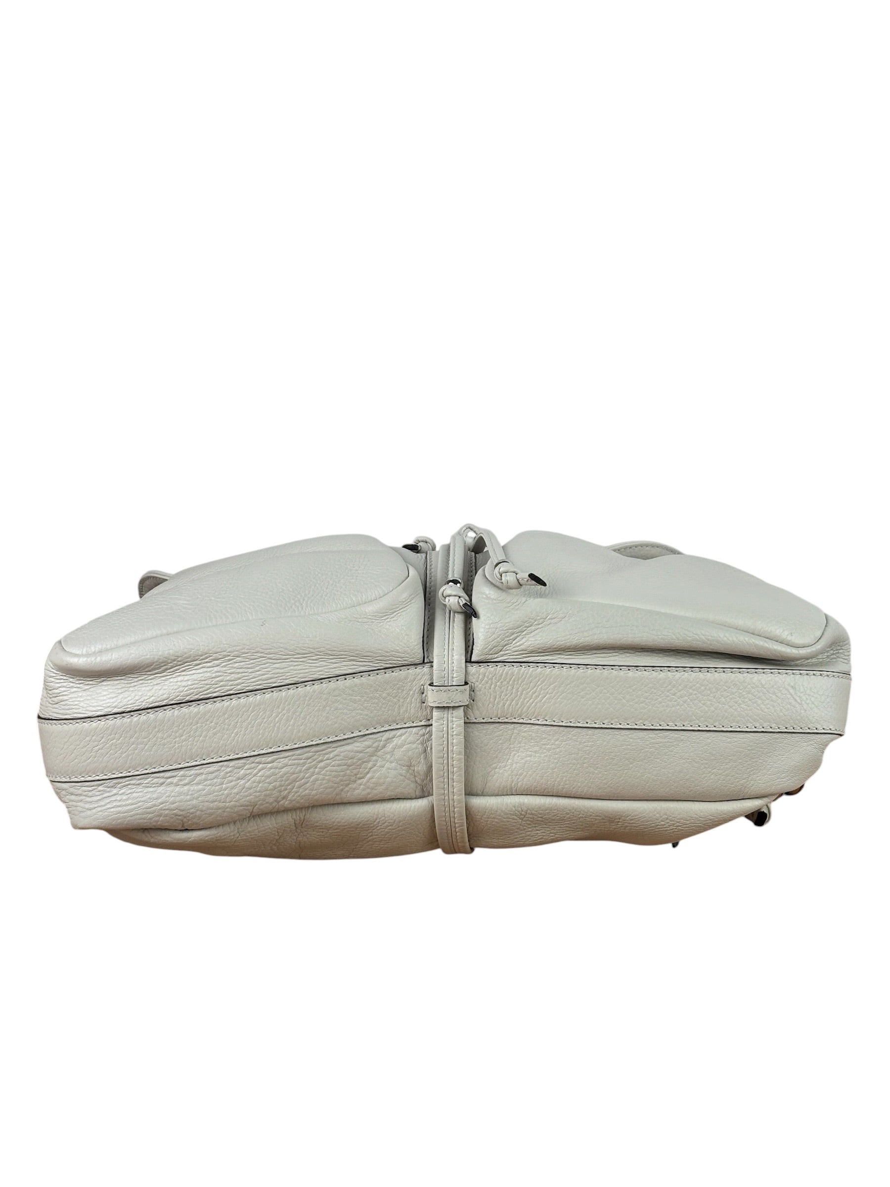 Gucci White Leather Bamboo Jungle Shoulder Bag