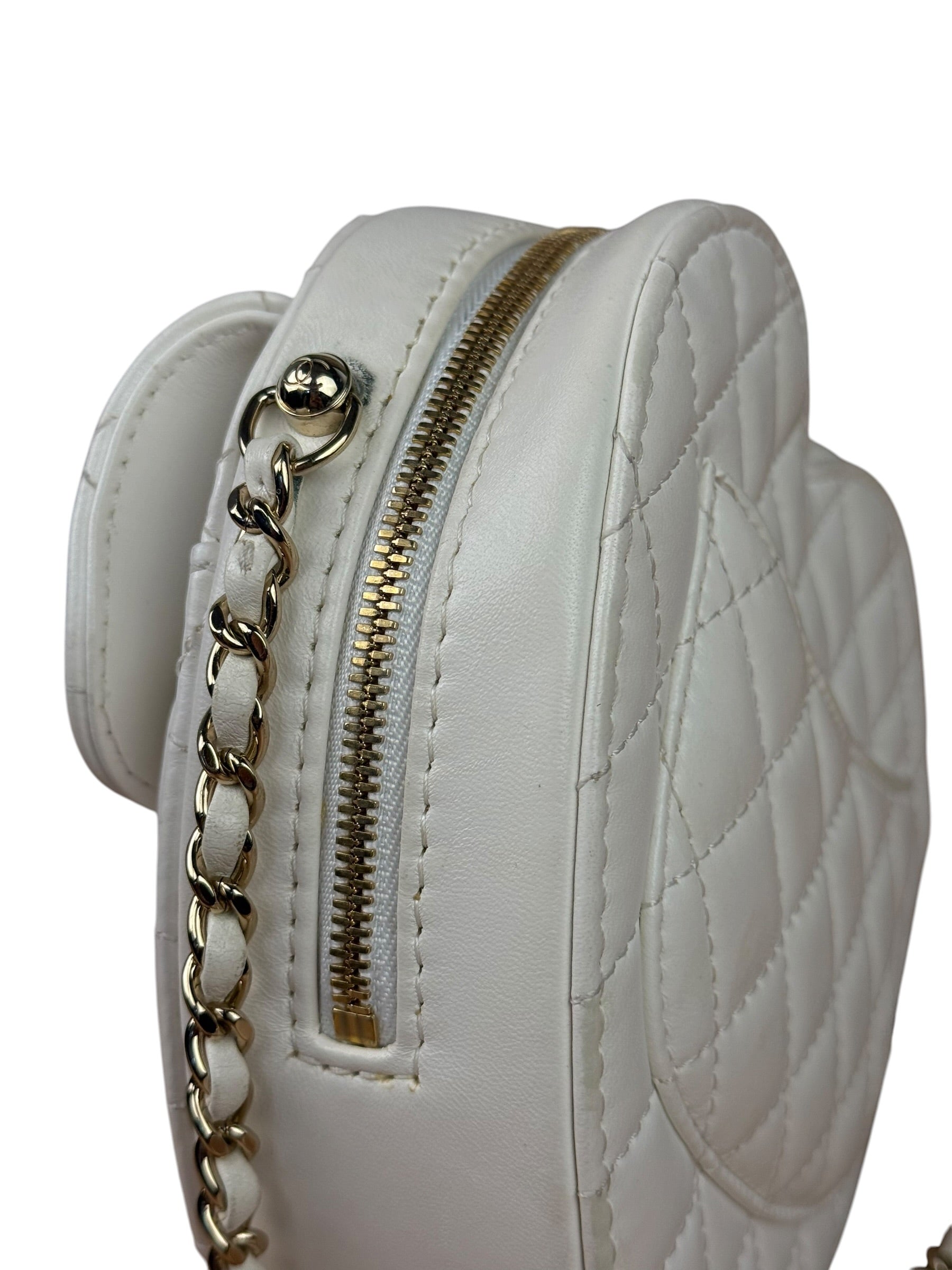 Chanel CC In Love White Quilted Leather Heart Bag 2022