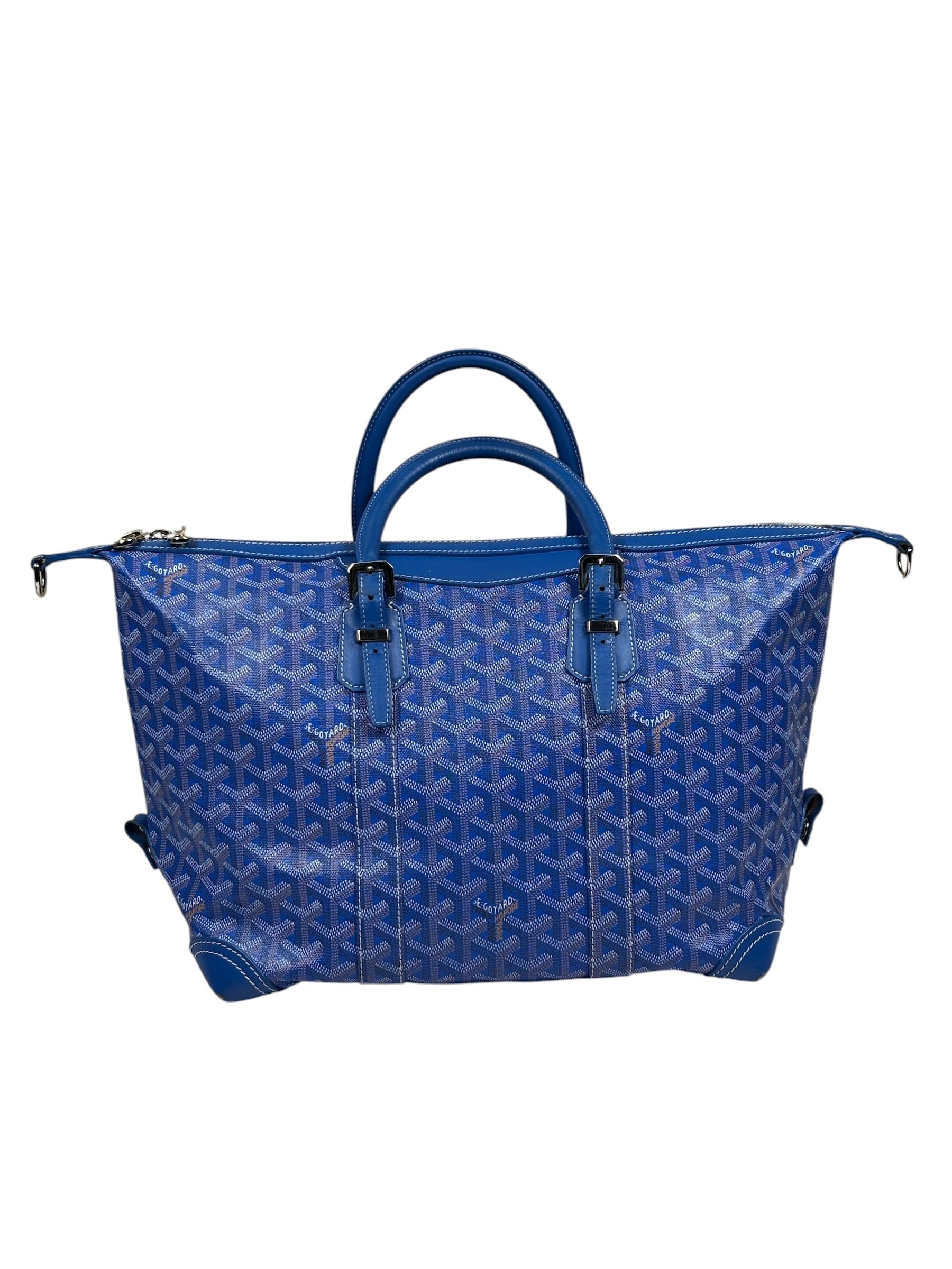 Goyard Blue Leather Goyardine Coated Canvas Shoulder Bag