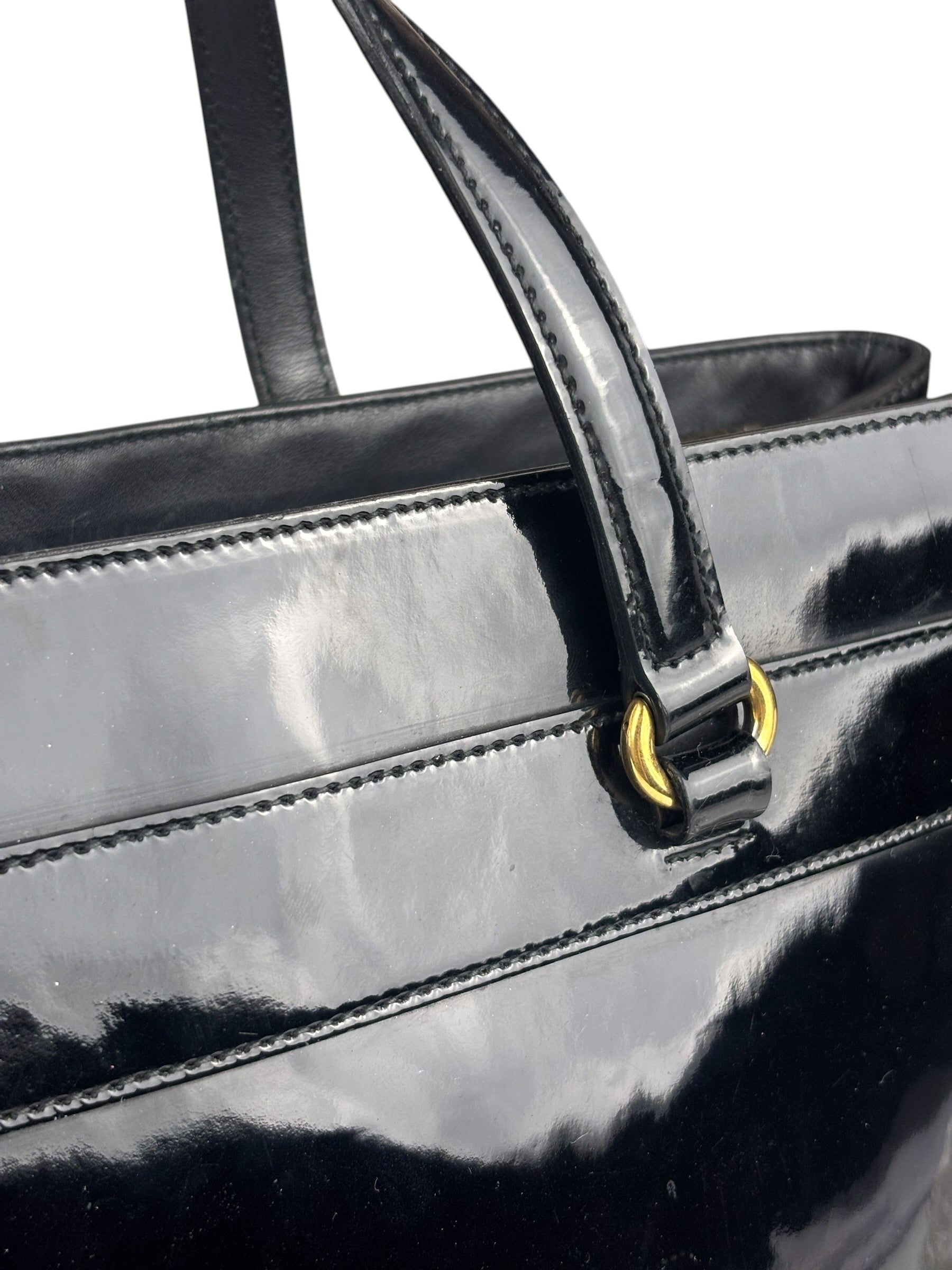 Gucci Vintage Black Patent Leather Tote