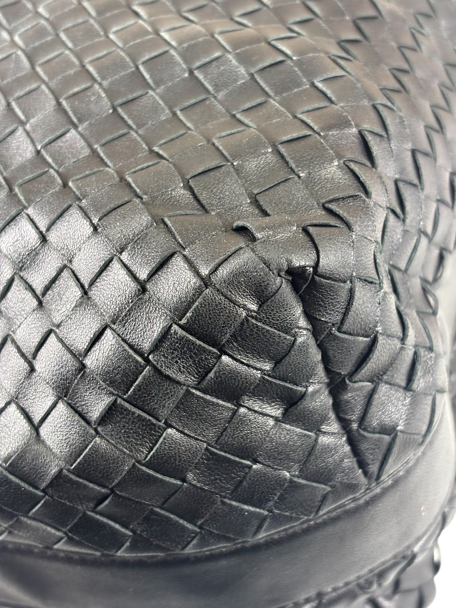 Bottega Veneta Black Intrecciato Woven Hobo Bag