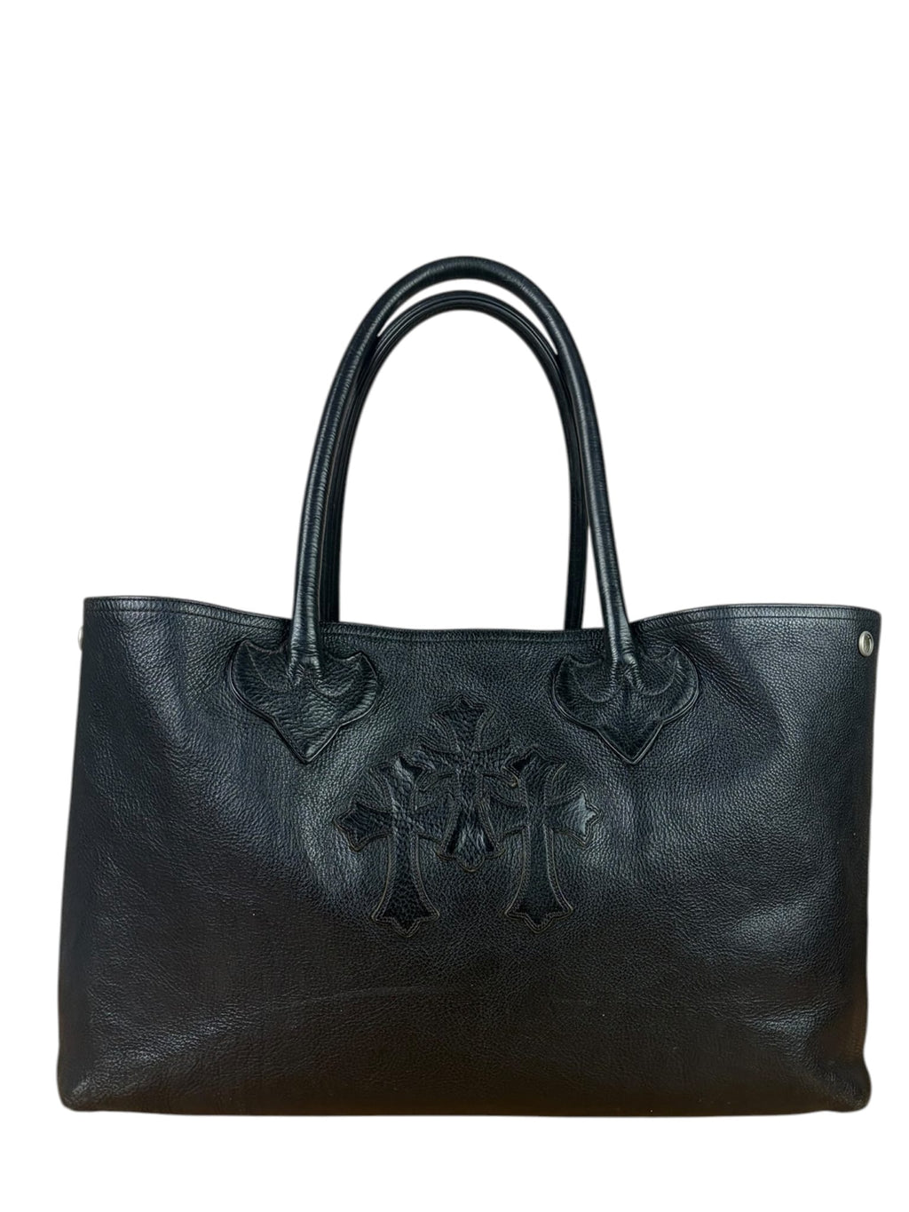Chrome Hearts Black Leather Large Tote