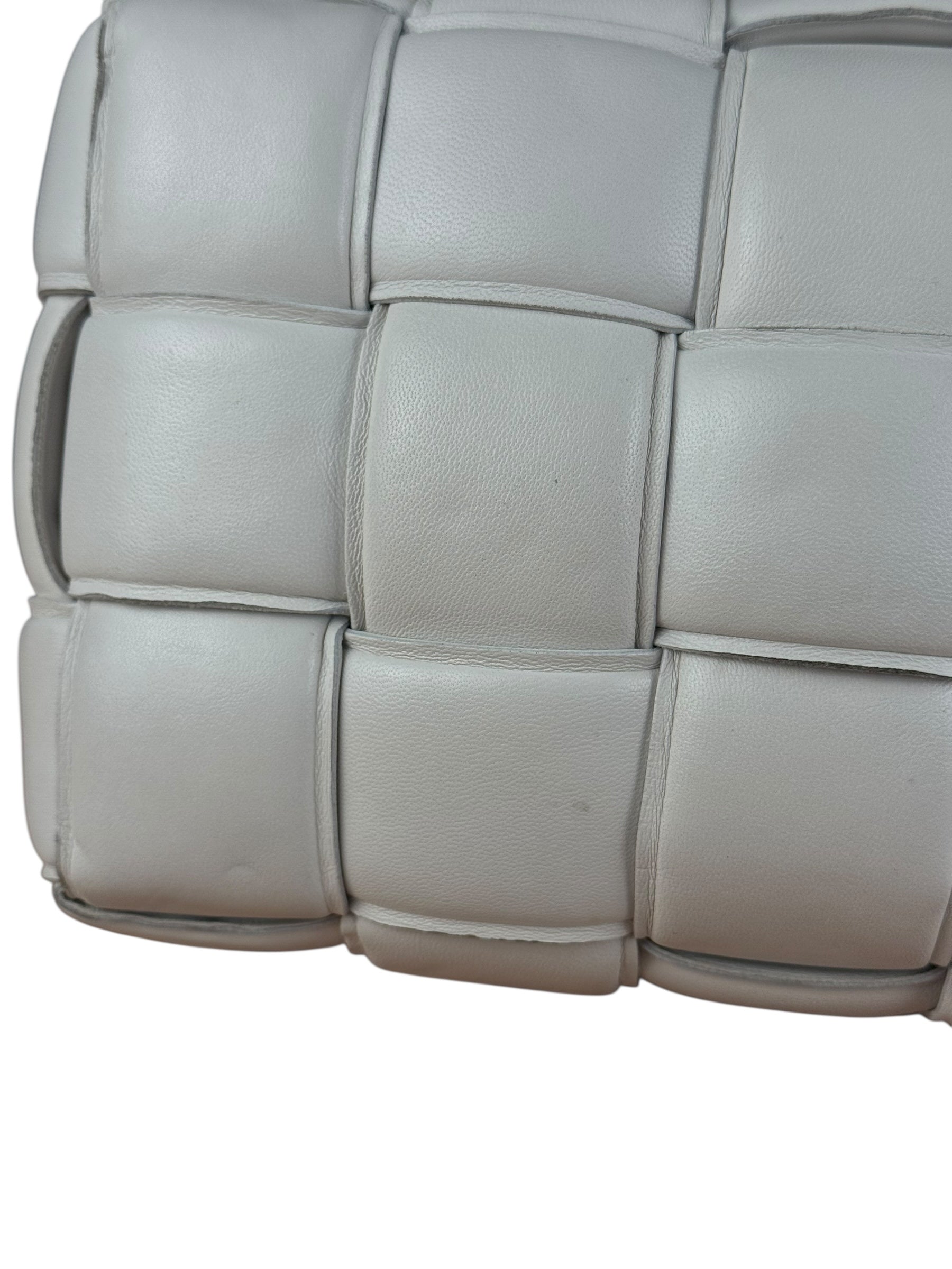 Bottega Veneta White Leather Padded Cassette Chain Bag