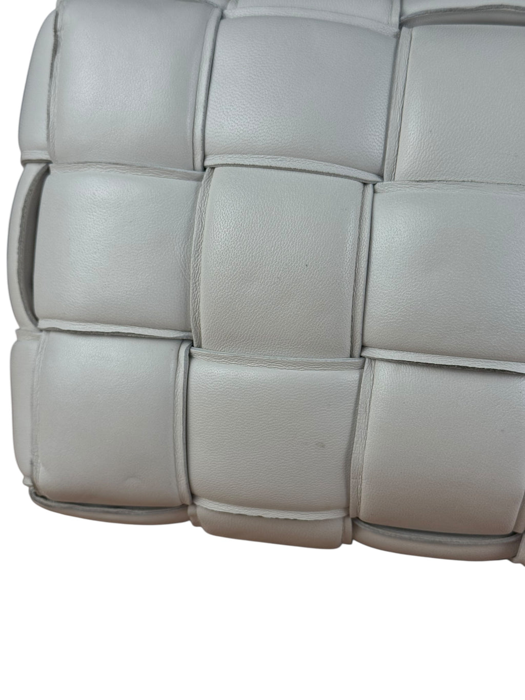 Bottega Veneta White Leather Padded Cassette Chain Bag