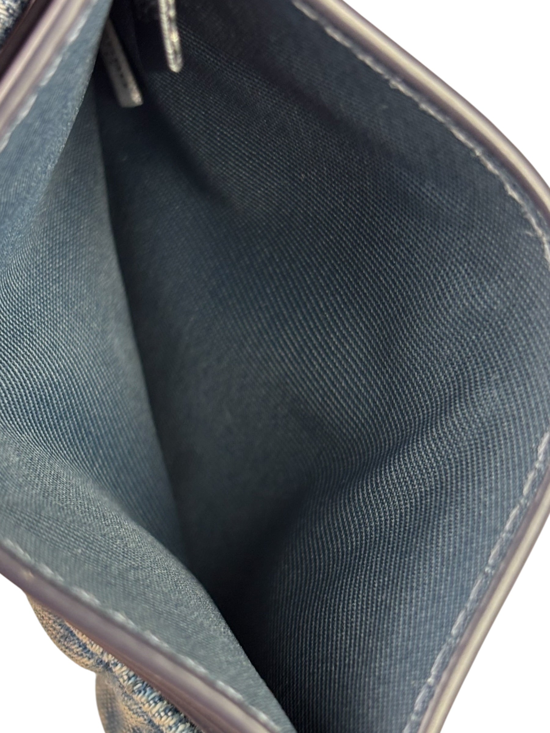 Coach Blue Quilted Regenerative Cotton Denim Trim/Leather Slim ID Card Case