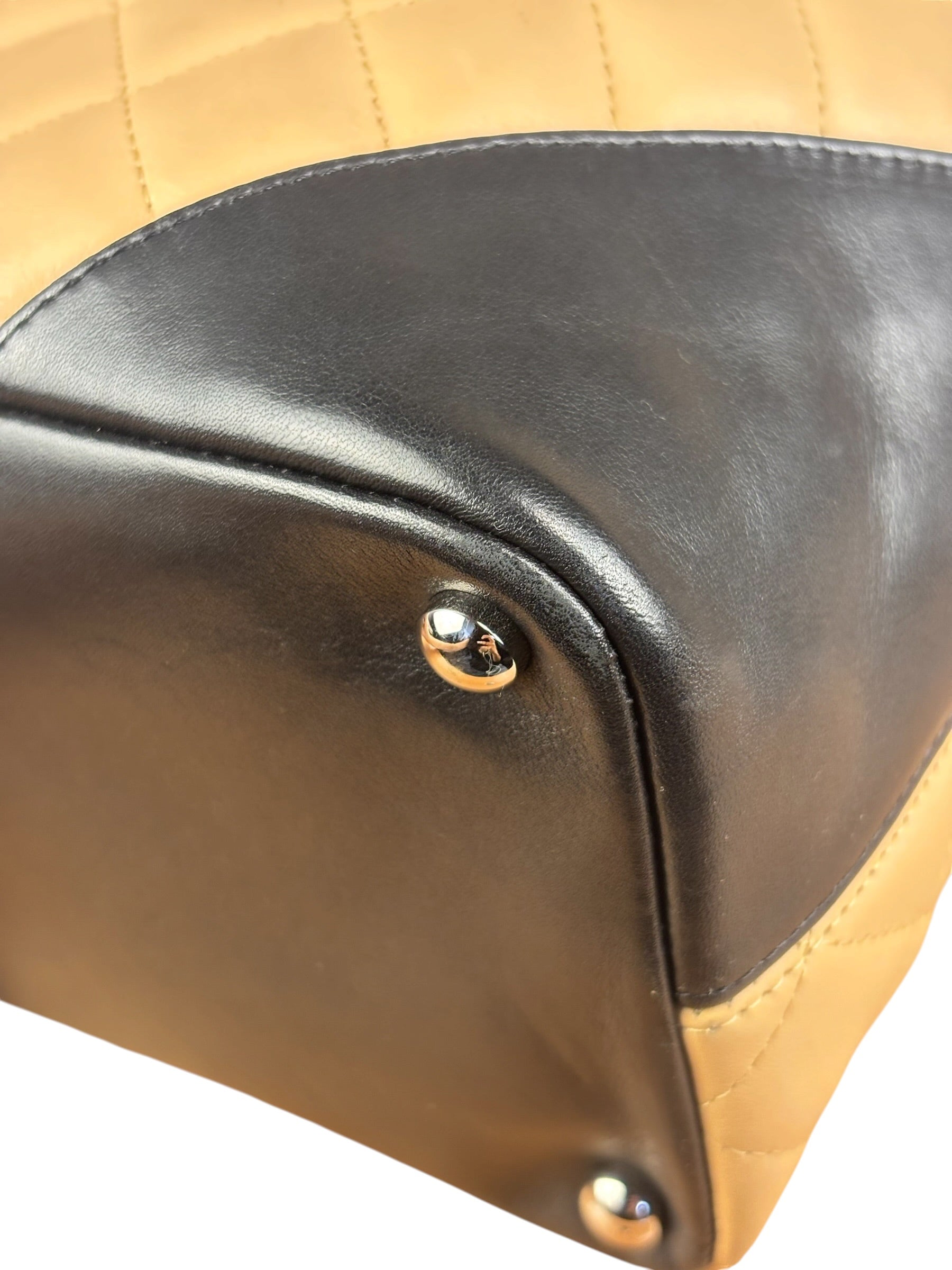 Chanel Tan Quilted Leather Ligne Cambon Tote Bag 2004