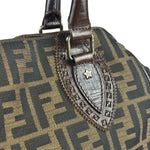 Fendi Vintage Brown Leather Trim Zucca De Jour Media Tote