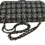 Chanel Black Tweed/Caviar Leather Houndstooth Double Flap Bag 2017