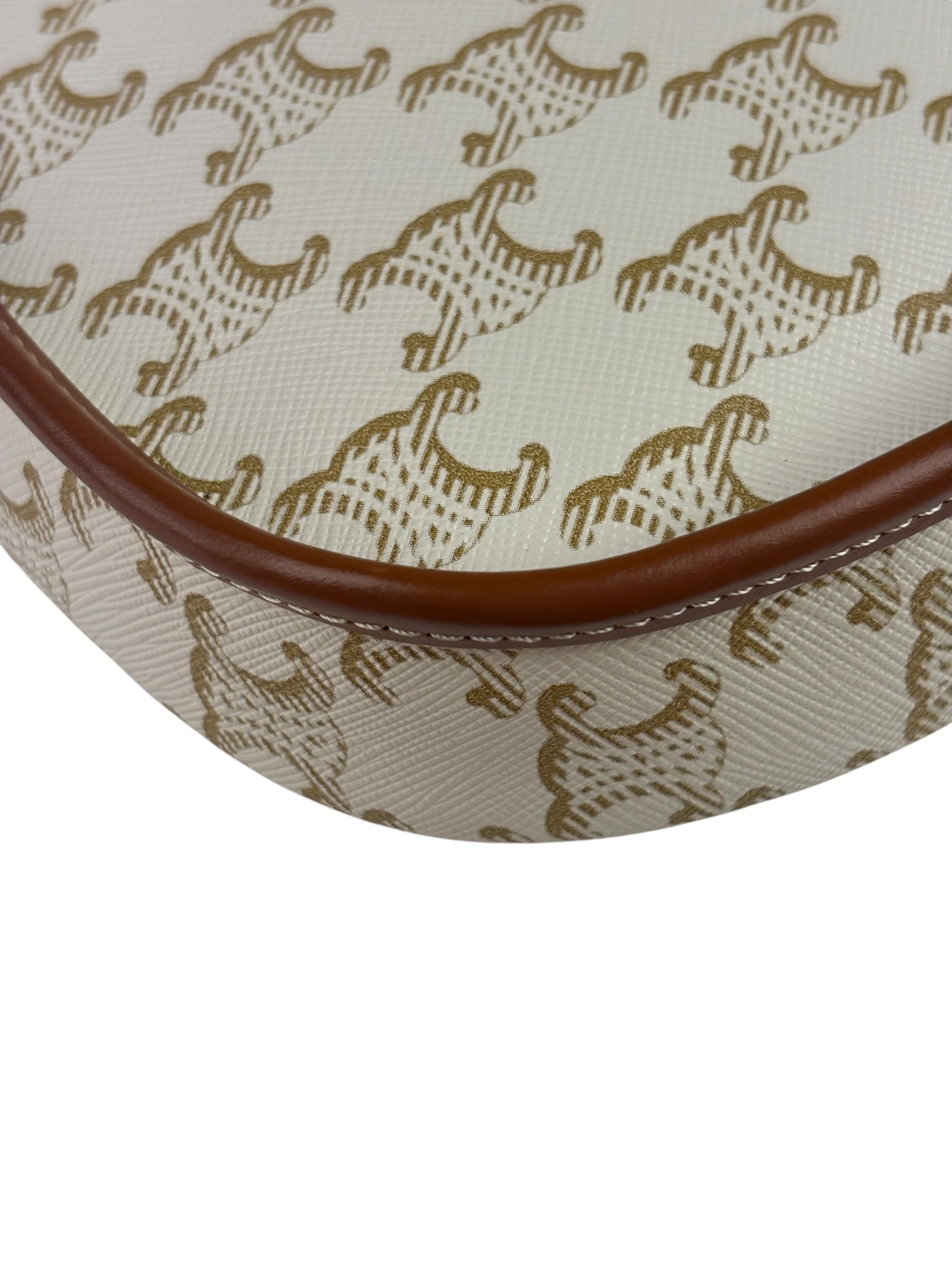 Celine White Leather Macadam Nano Triomphe Besace Shoulder Bag