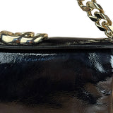Gucci Black Patent Leather Chain Double G Shoulder Bag