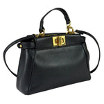 Fendi Black Leather Nano Peekaboo Two-Way Bag