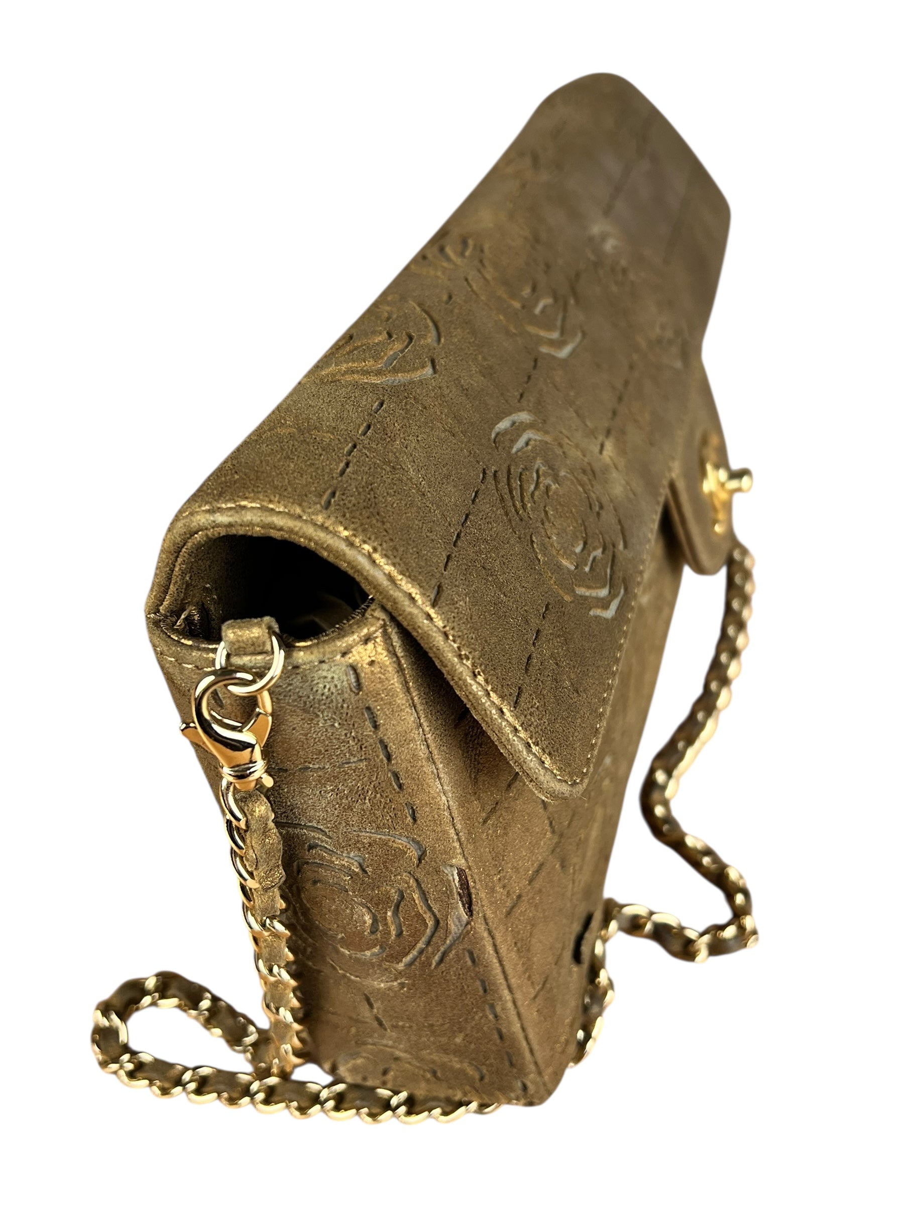 Chanel 2002 Gold Retro Tale East West Chain Flap