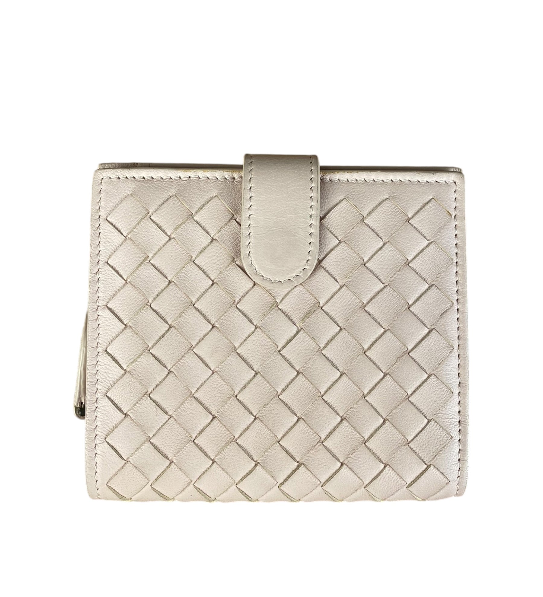 Bottega Veneta Intreccio Leather Wallet Light Pink