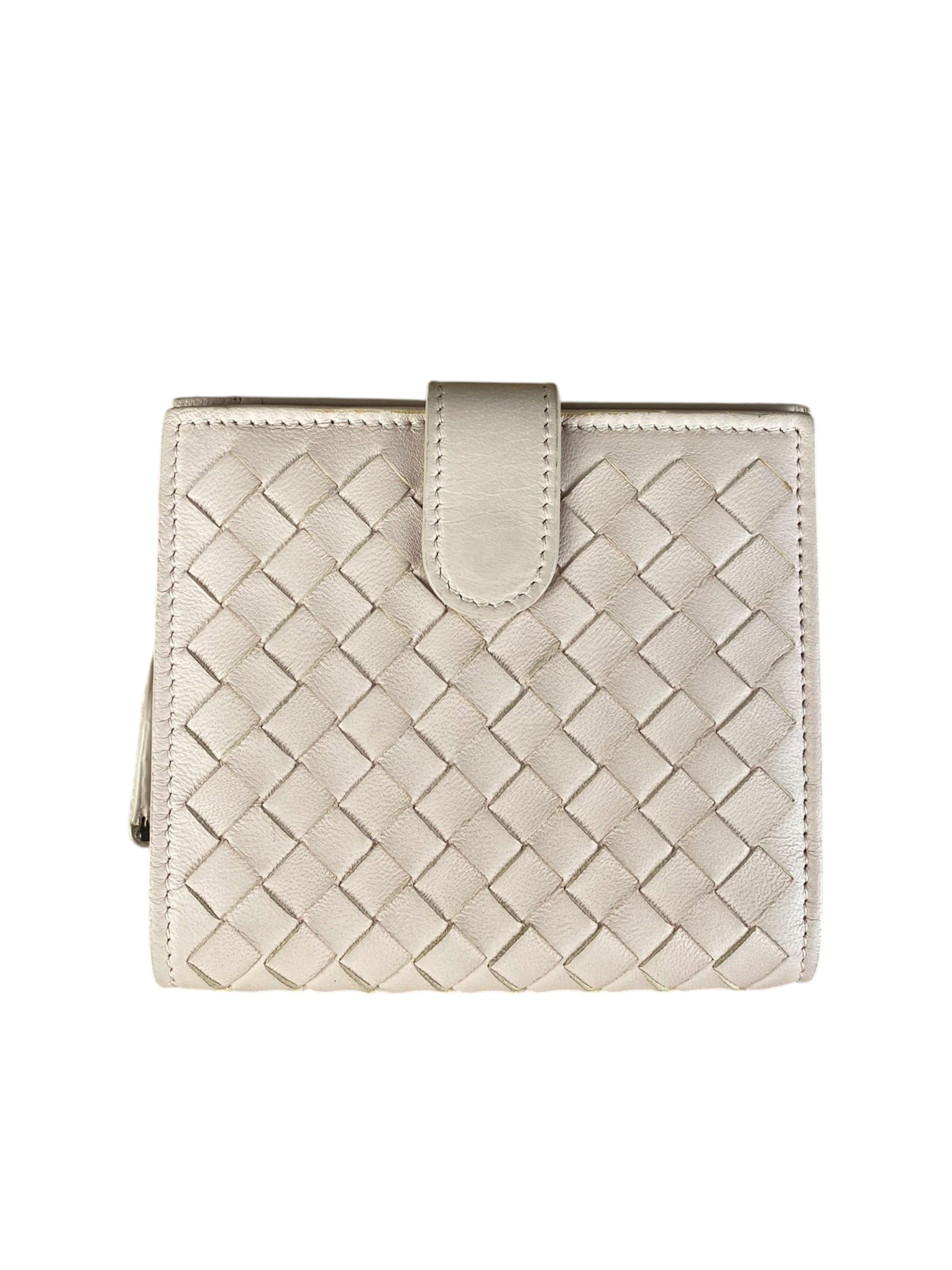Bottega Veneta Intreccio Leather Wallet Light Pink