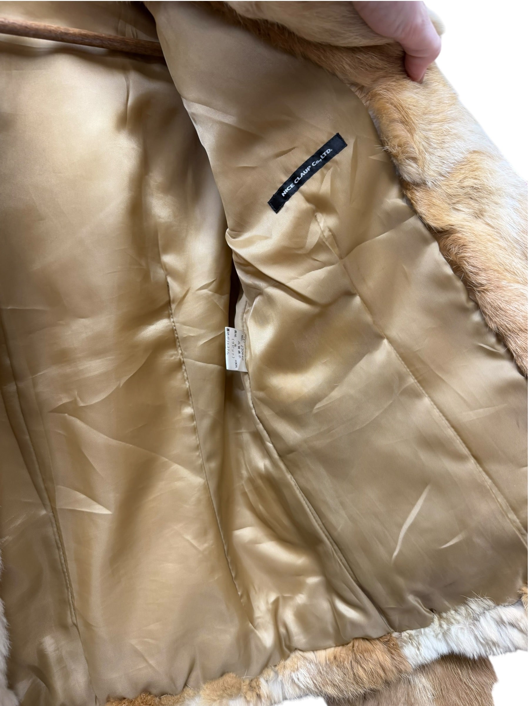 Vintage Light Brown Nice Claup Co.Ltd Rabbit Fur Coat