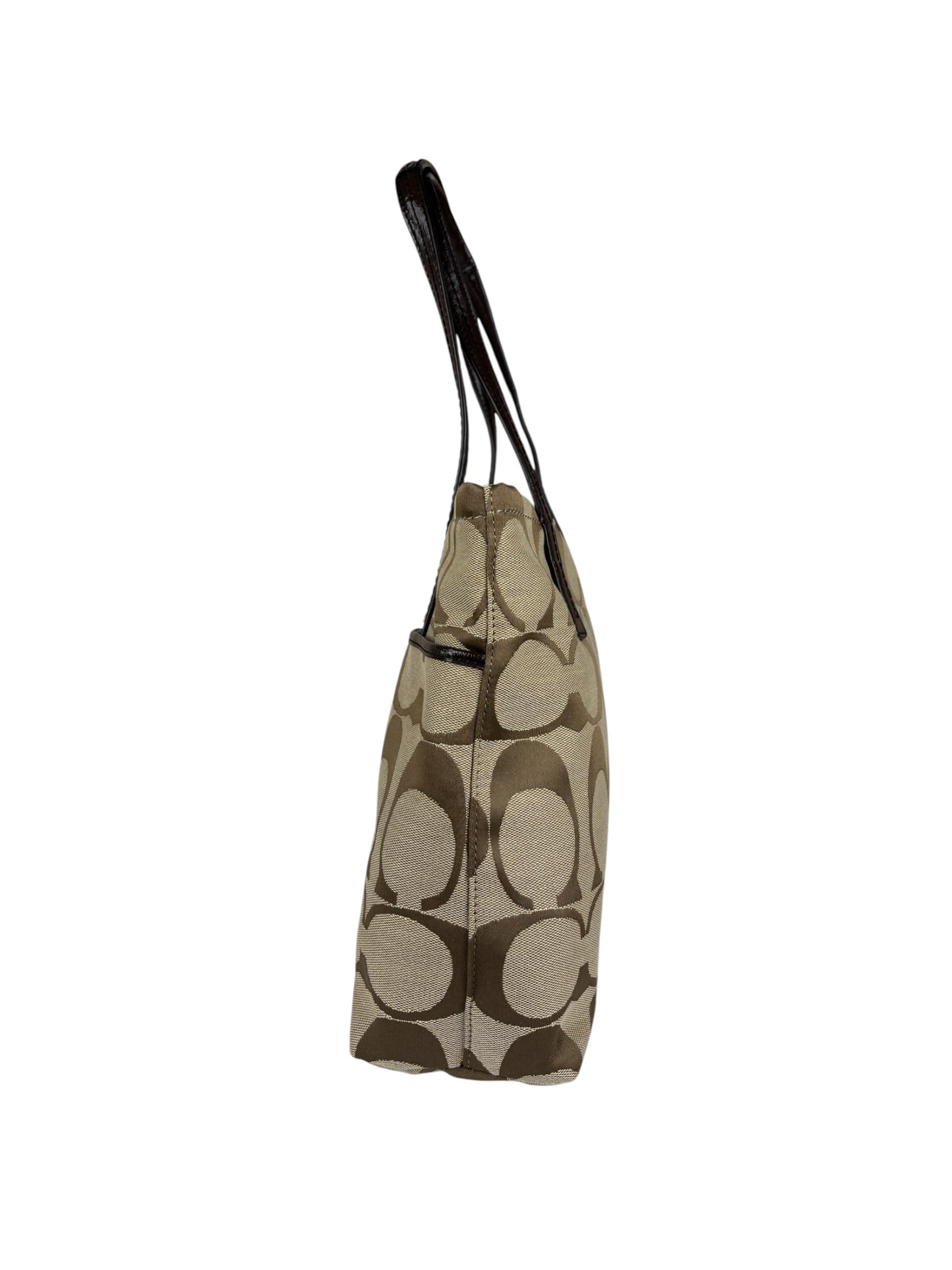 Coach Vintage Leather Trim Signature Multi Stripe Tote Bag