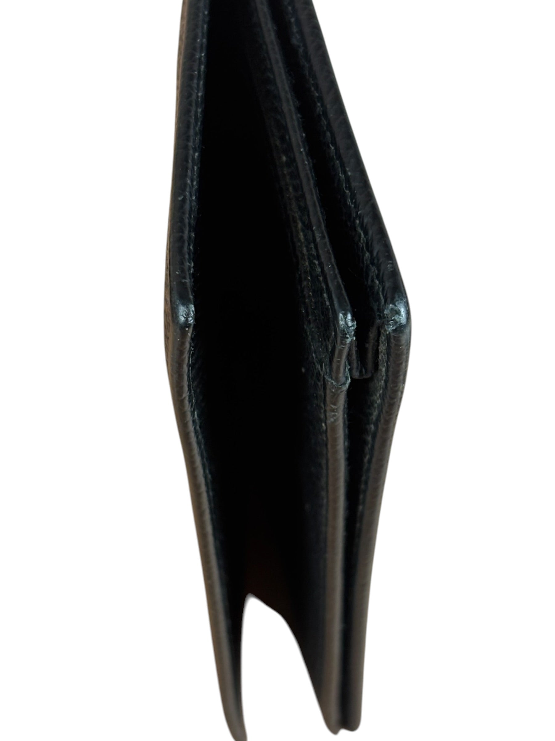 Bvlgari Black Grained Leather Bifold Card Holder