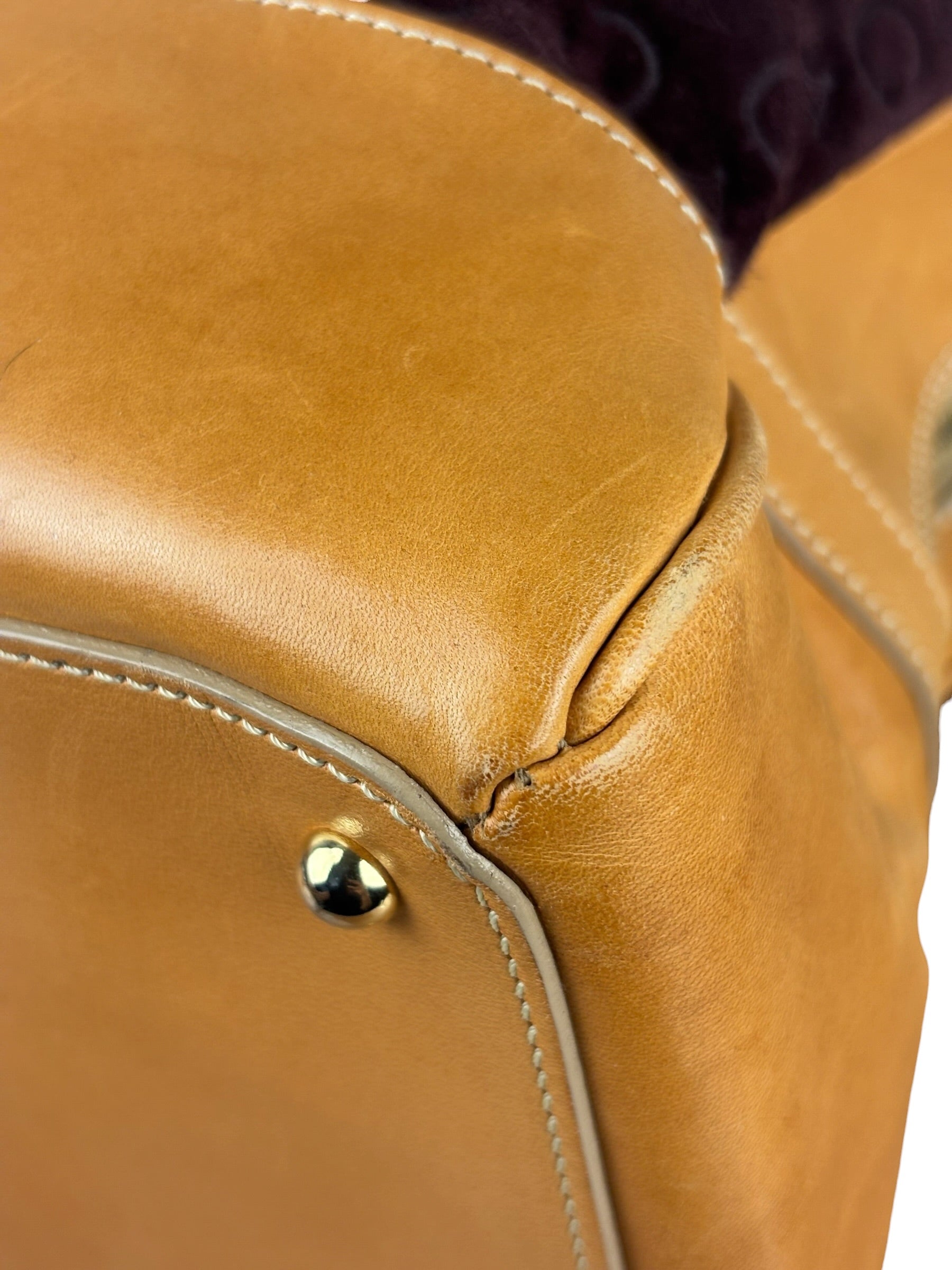 Celine Vintage Suede Macadam Leather Bowler Bag