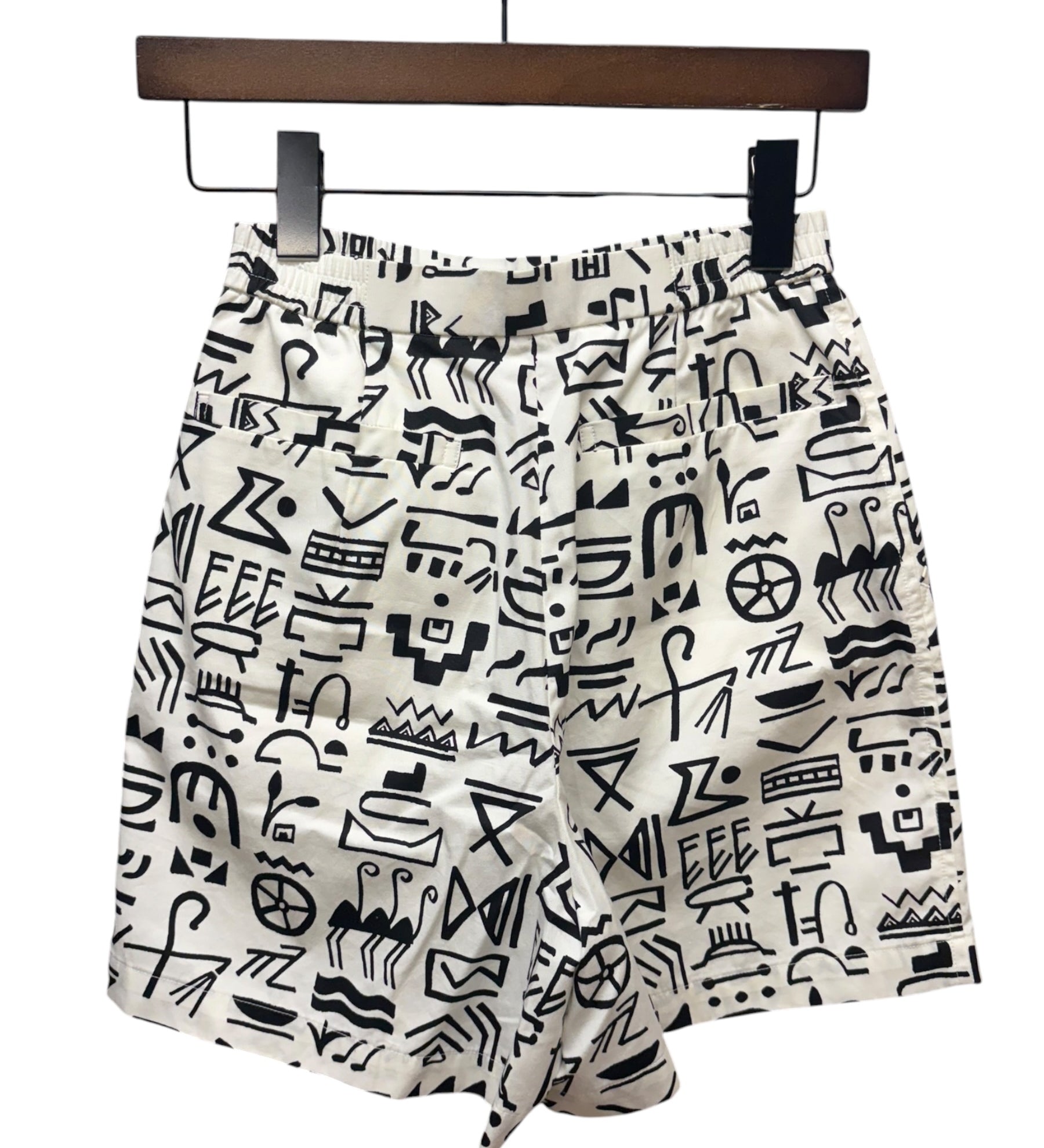Christian Dior White/Black Hieroglyphic Style Print Sports Shorts