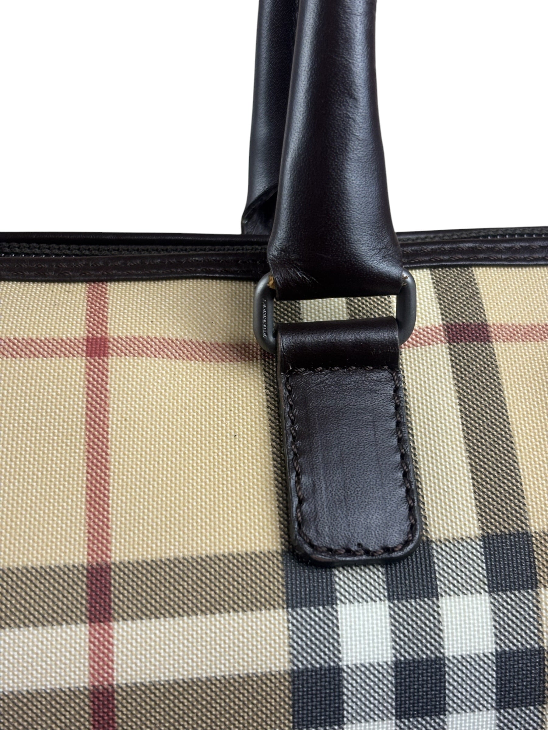 Burberry Leather Trim House Check Small Speedy Handbag