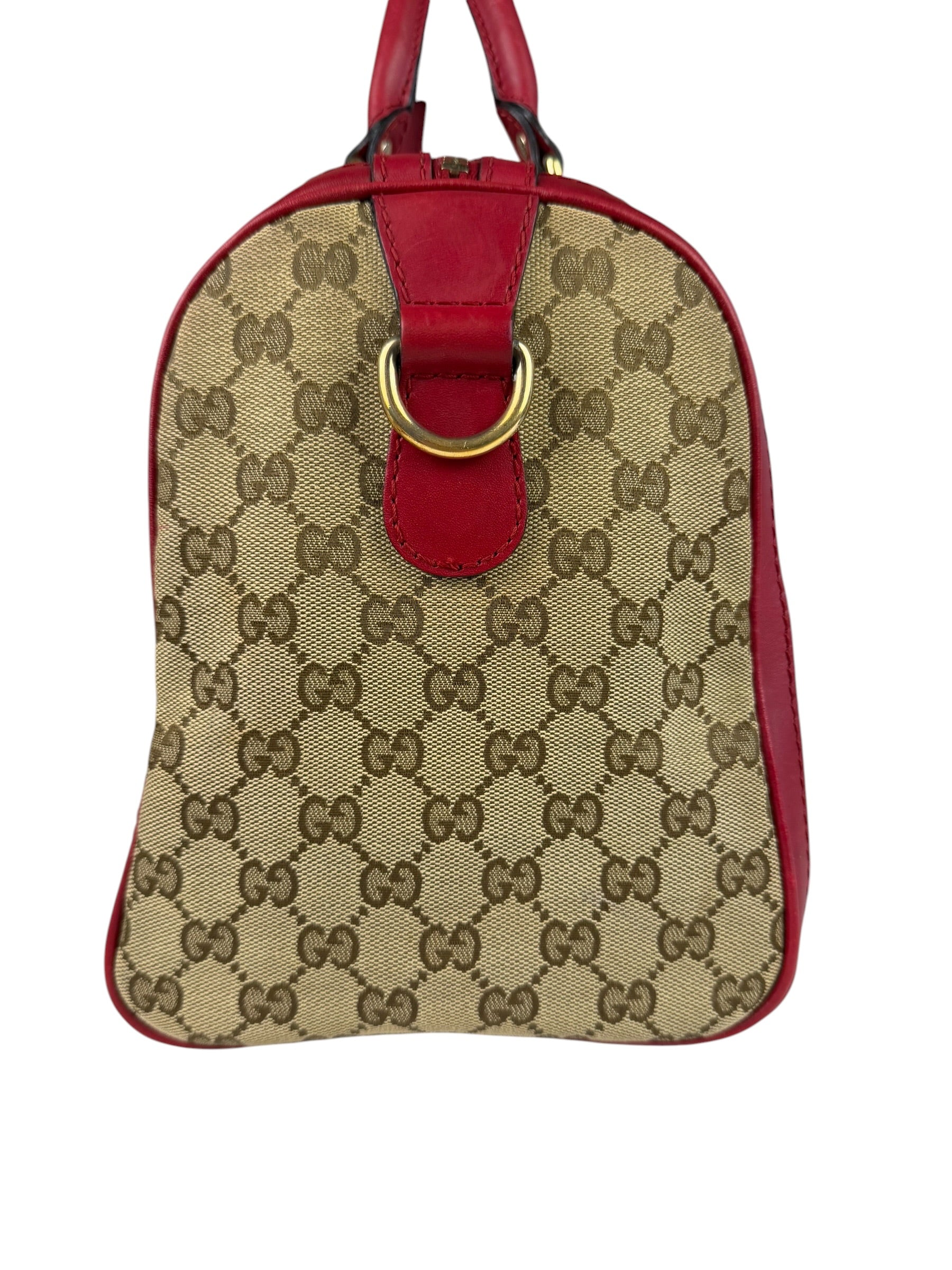 Gucci Beige/Red Leather GG Joy Boston Two-Way Bag