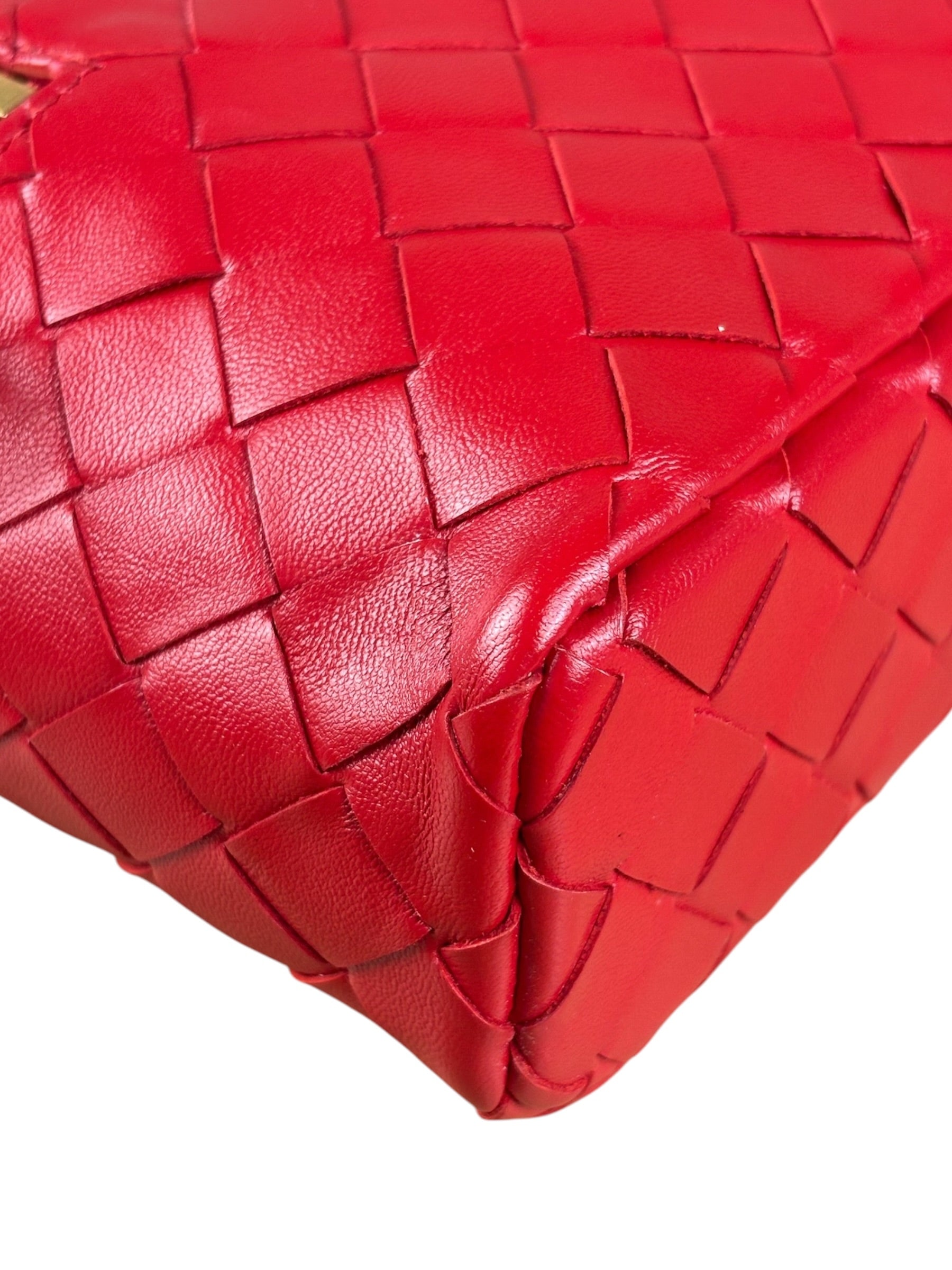 Bottega Veneta Red Intrecciato Leather Crossbody Bag
