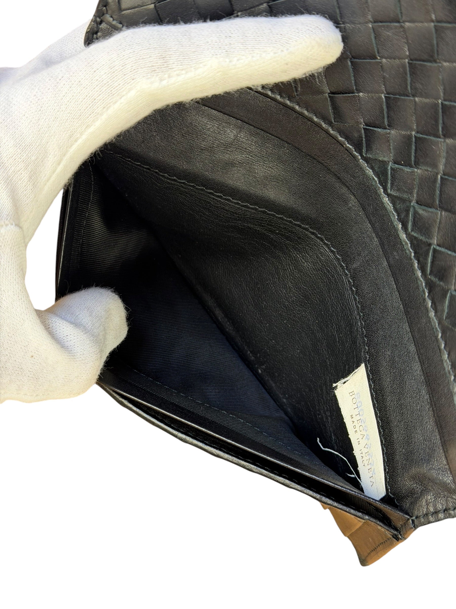 Bottega Veneta Black Intercciato Long Wallet