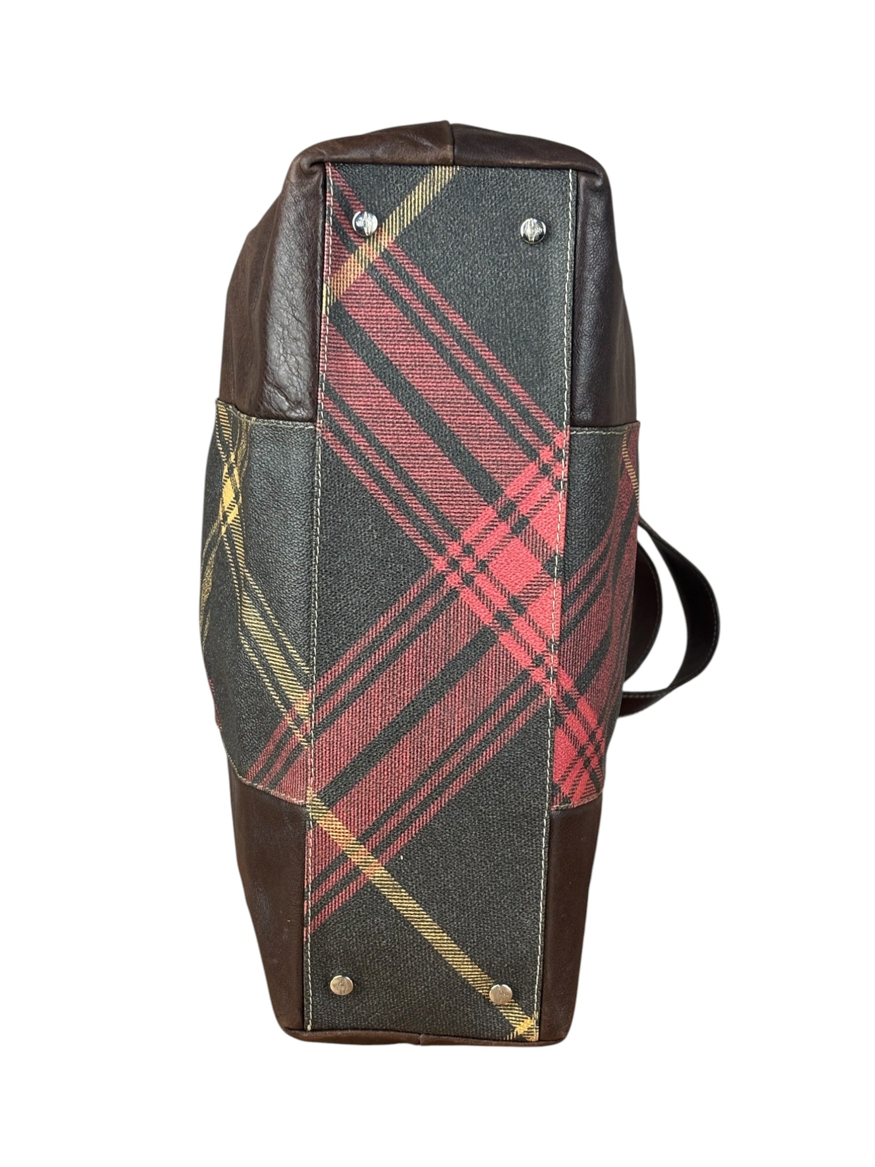 Vivienne Westwood Brown Leather Tartan Shoulder/Tote Bag