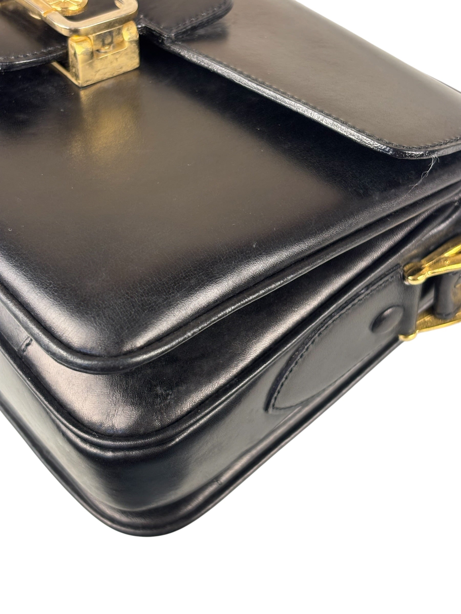 Celine Vintage Black Leather Shoulder Bag