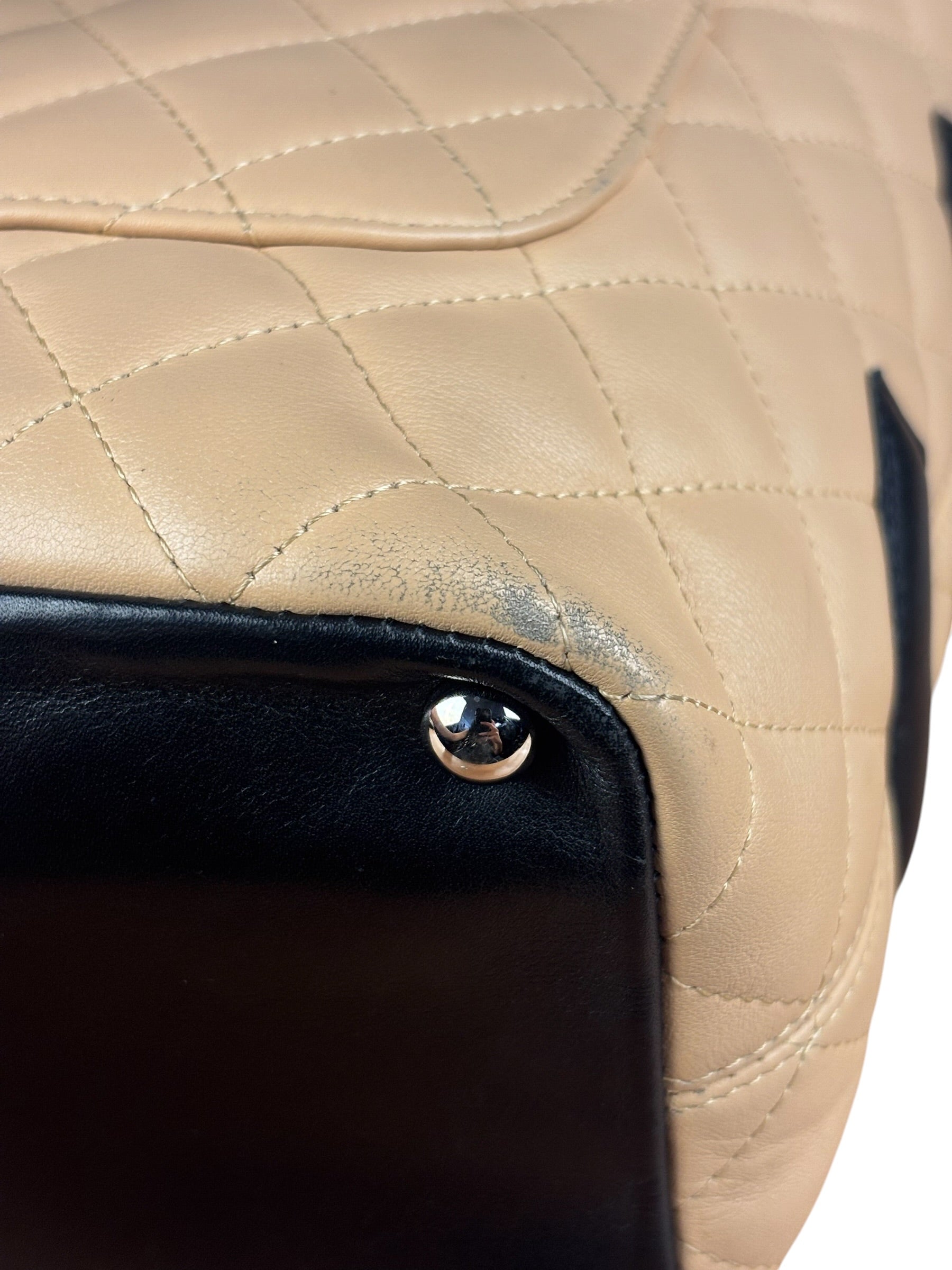 Chanel Tan Quilted Leather Ligne Cambon Tote Bag 2004