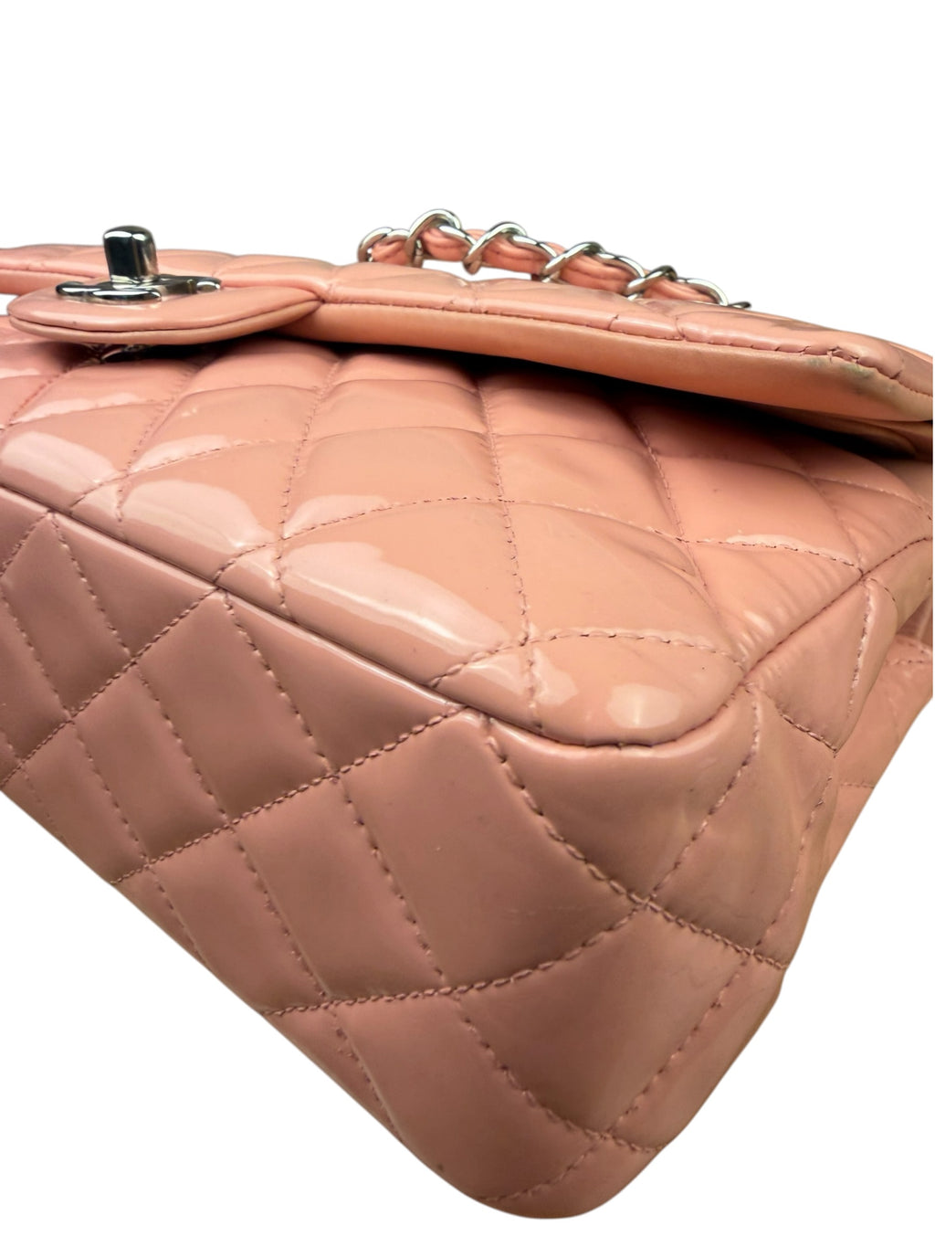 Chanel Baby Pink Quilted M Double Patent Flap 2013