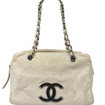 Chanel Cream Chevron Leather Outdoor Ligne Shoulder Bags  2005