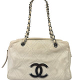 Chanel Cream Chevron Leather Outdoor Ligne Shoulder Bags  2005