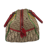 Christian Dior Vintage Beige/Brown Leather Trim Rasta Bowler Bag