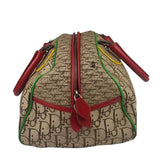 Christian Dior Vintage Beige/Brown Leather Trim Rasta Bowler Bag
