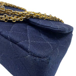 Chanel Navy Quilted Denim Double Flap Bag