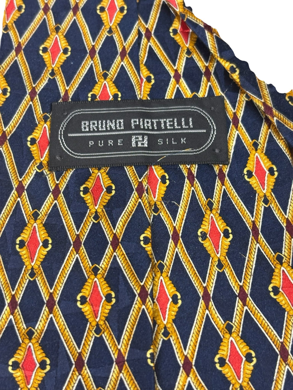 Bruno Piattelli Navy/Golden Diamond Print Tie