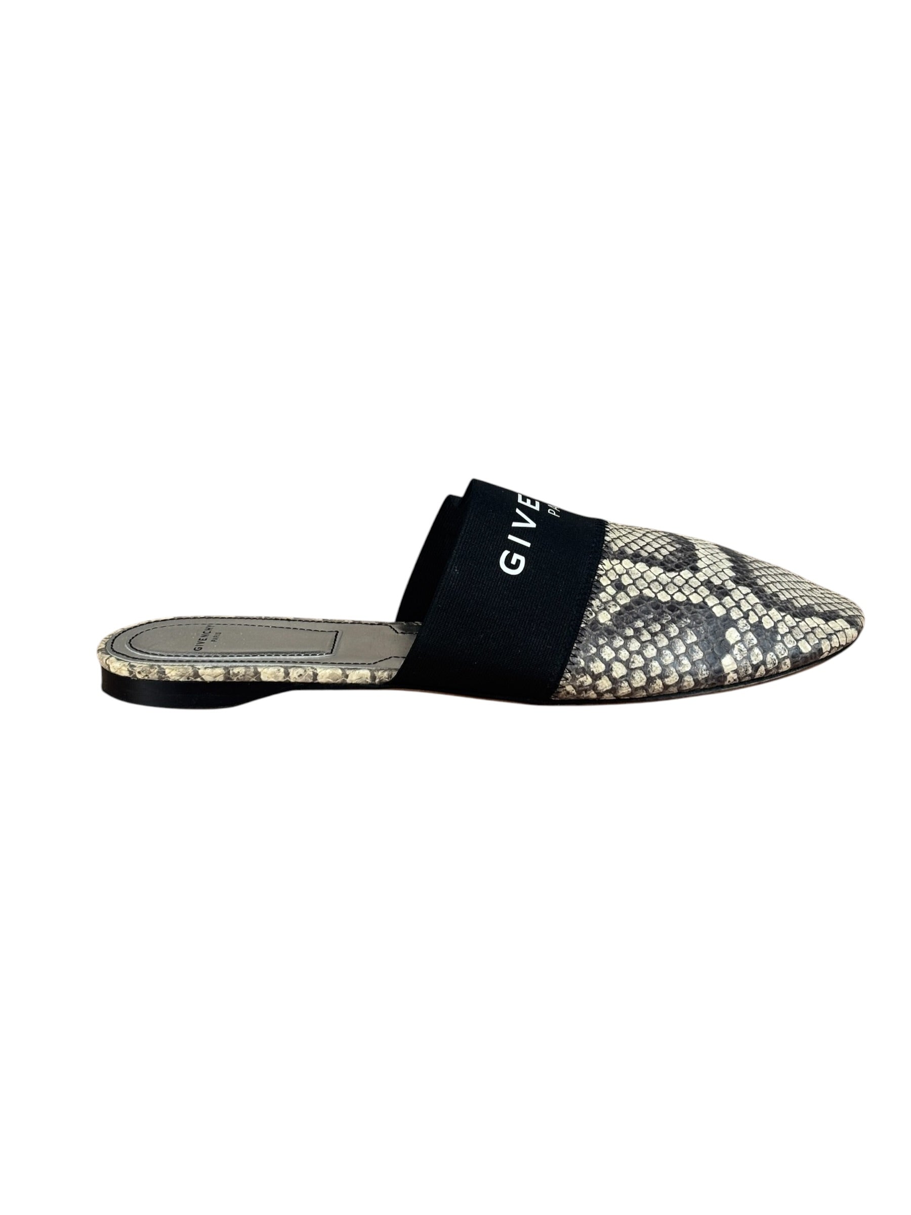 Givenchy Bedford Python-Embossed Leather Flat Mules