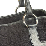 Salvatore Ferragamo Black Leather Trim Gancini Monogram Canvas Shoulder Bag