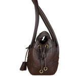 Prada Rich Brown Vitello Daino Sound Lock Satchel Shoulder Bag