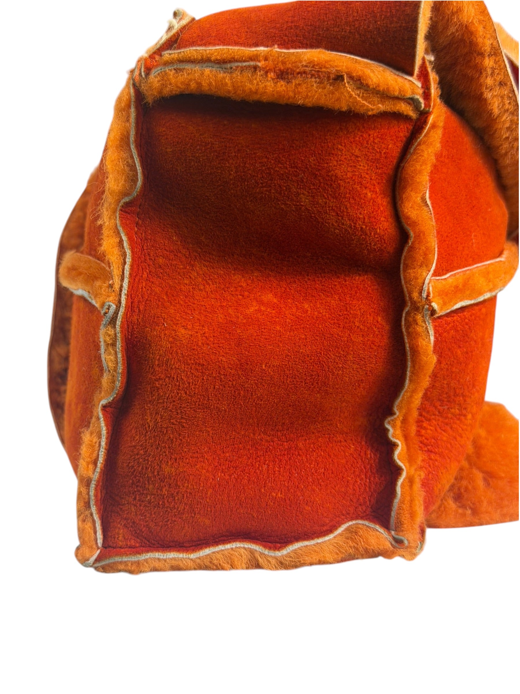 Chanel Orange Suede Shearling Patchwork Shoulder Bag 2001